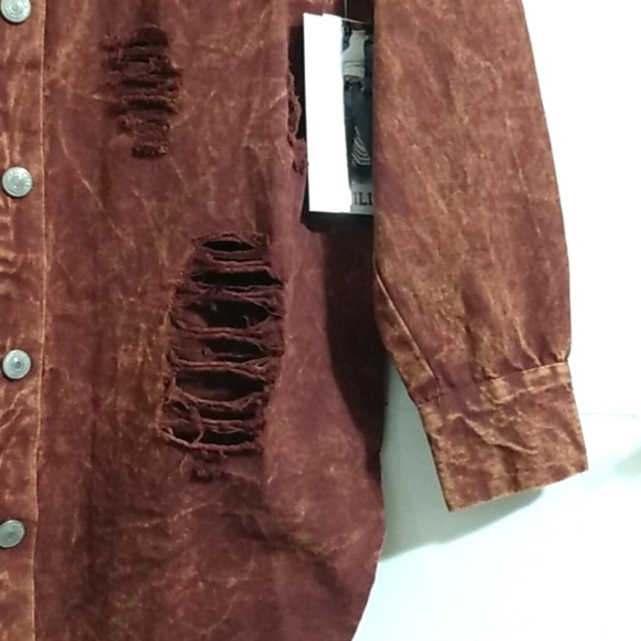 THRILL JEANS RIPPED COLLECTION DENIM JACKET / TOP/ SHIRT SZ MED - Picture 3 of 12